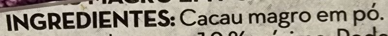 Foto da lista de ingredientes