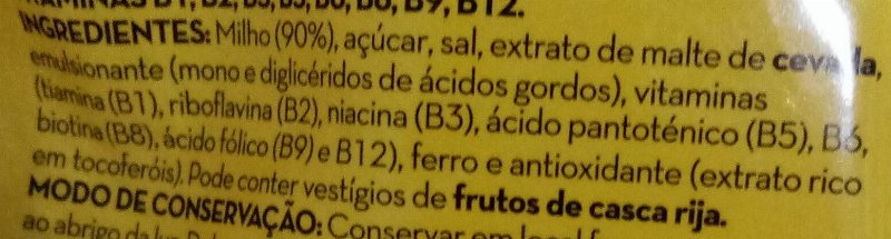 Foto da lista de ingredientes