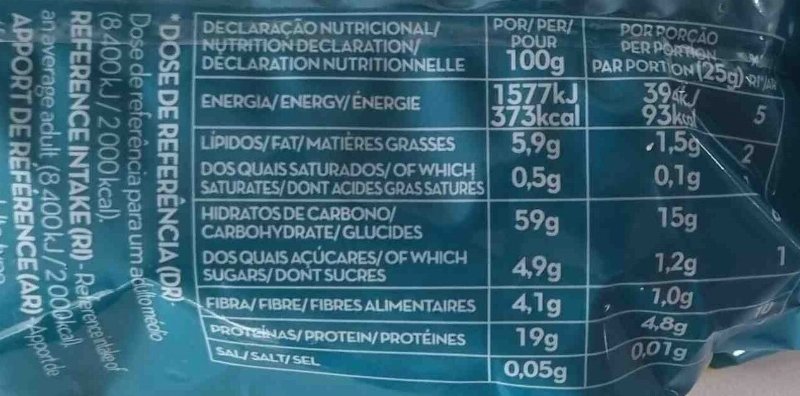 Foto da tabela nutricional
