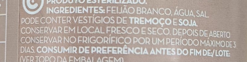 Foto da lista de ingredientes
