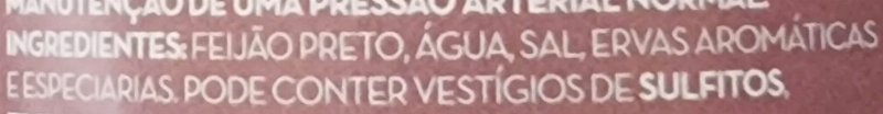 Foto da lista de ingredientes