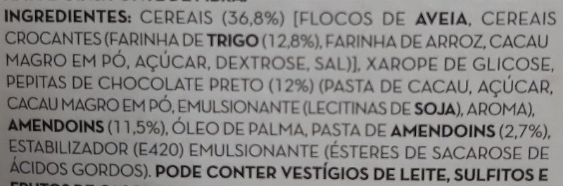 Foto da lista de ingredientes