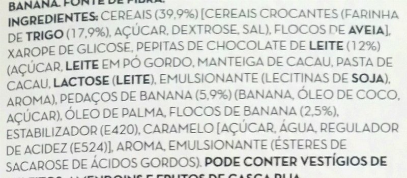 Foto da lista de ingredientes