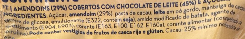 Foto da lista de ingredientes
