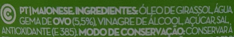 Foto da lista de ingredientes