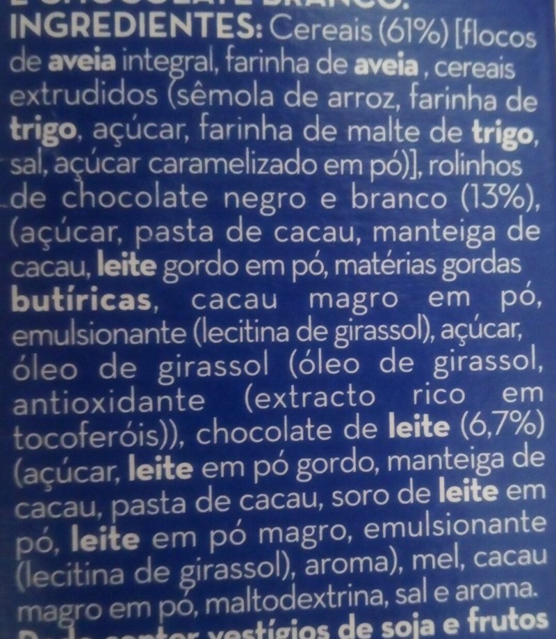 Foto da lista de ingredientes
