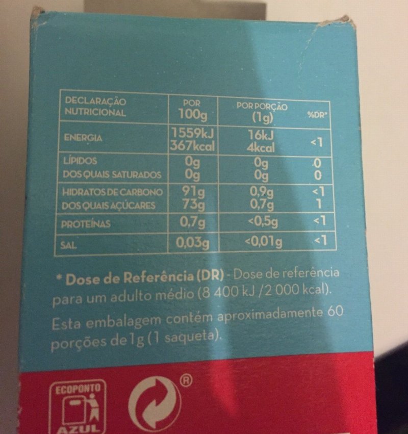 Foto da lista de ingredientes