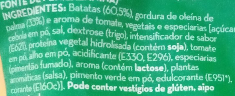 Foto da lista de ingredientes