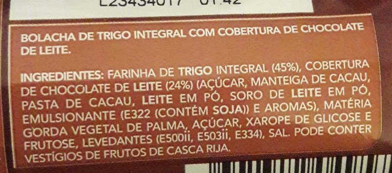 Foto da lista de ingredientes