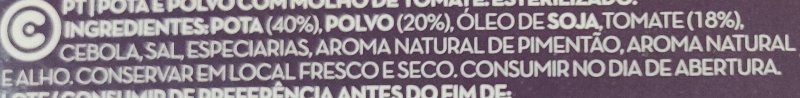 Foto da lista de ingredientes
