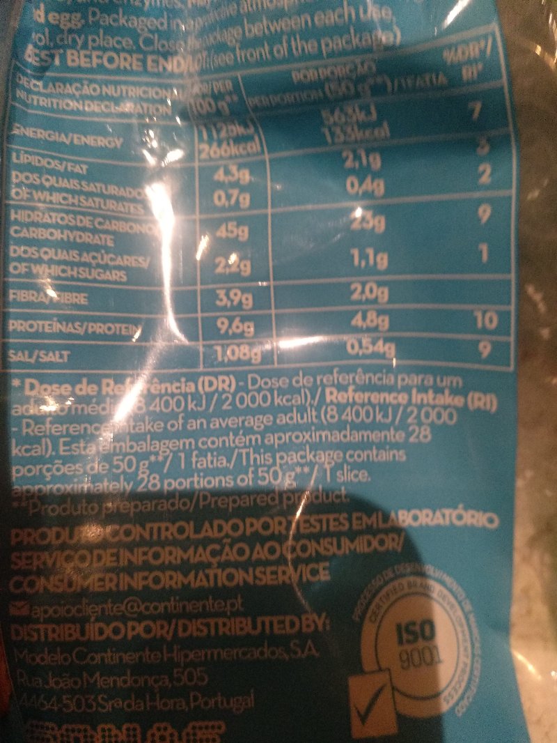 Foto da tabela nutricional