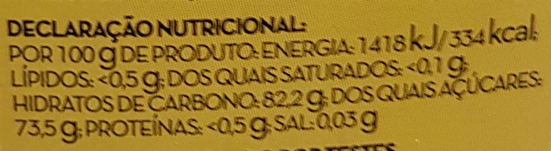 Foto da tabela nutricional