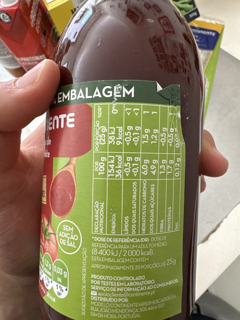 Foto da tabela nutricional