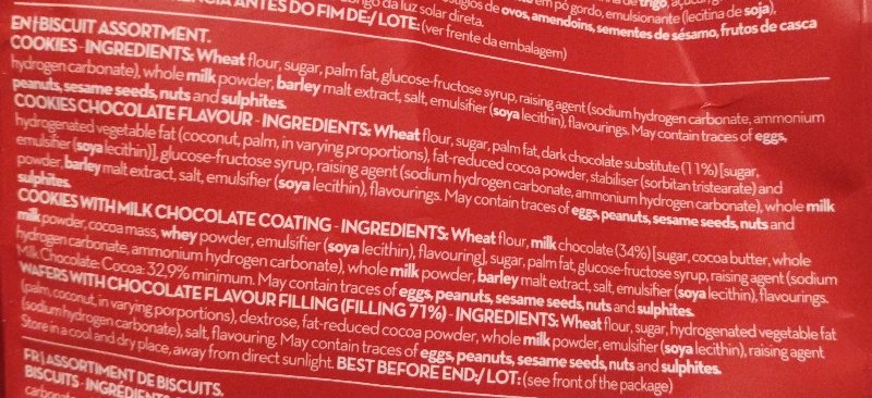Foto da lista de ingredientes