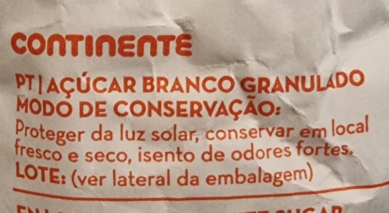 Foto da lista de ingredientes
