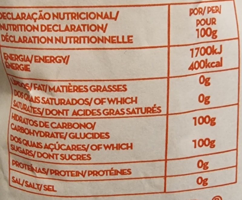 Foto da tabela nutricional