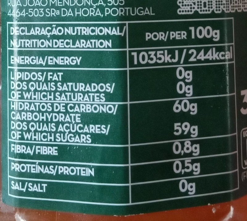 Foto da tabela nutricional