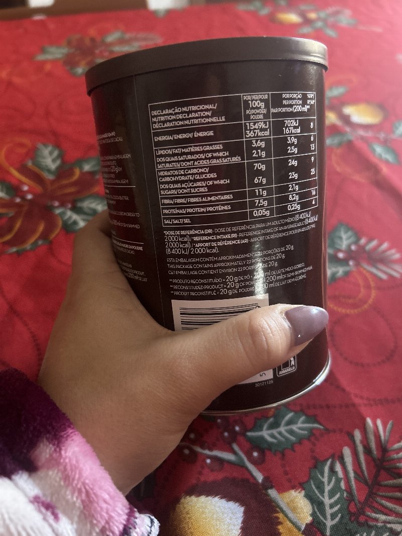 Foto da tabela nutricional
