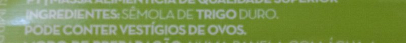 Foto da lista de ingredientes