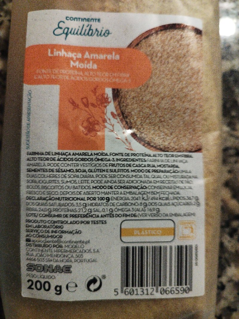 Foto da lista de ingredientes
