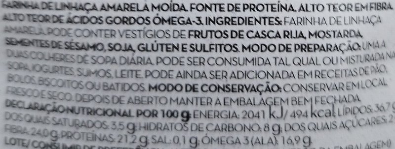 Foto da tabela nutricional