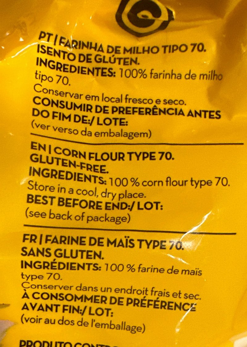 Foto da lista de ingredientes