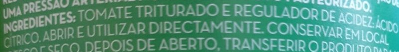 Foto da lista de ingredientes