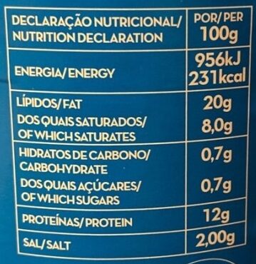 Foto da tabela nutricional