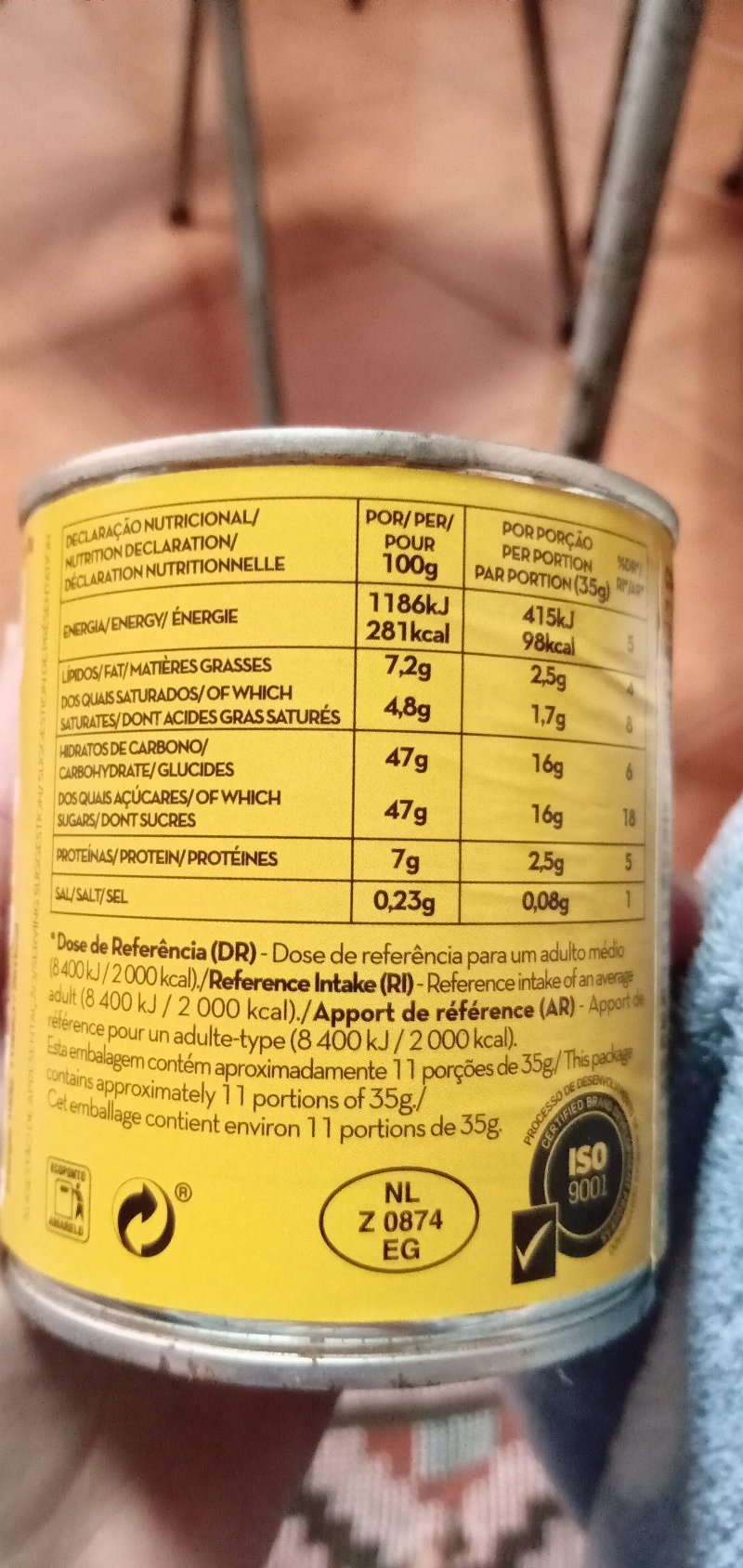Foto da tabela nutricional