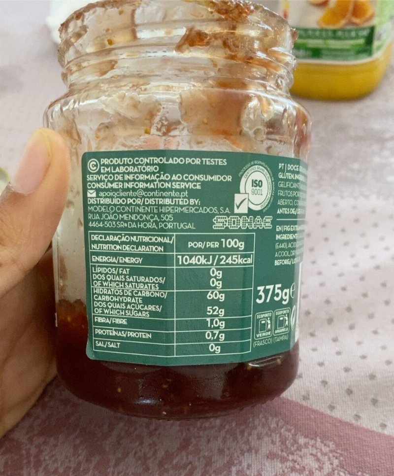 Foto da tabela nutricional