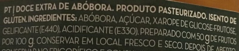 Foto da lista de ingredientes