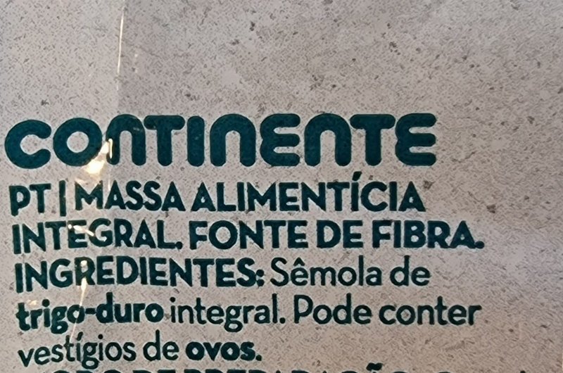 Foto da lista de ingredientes