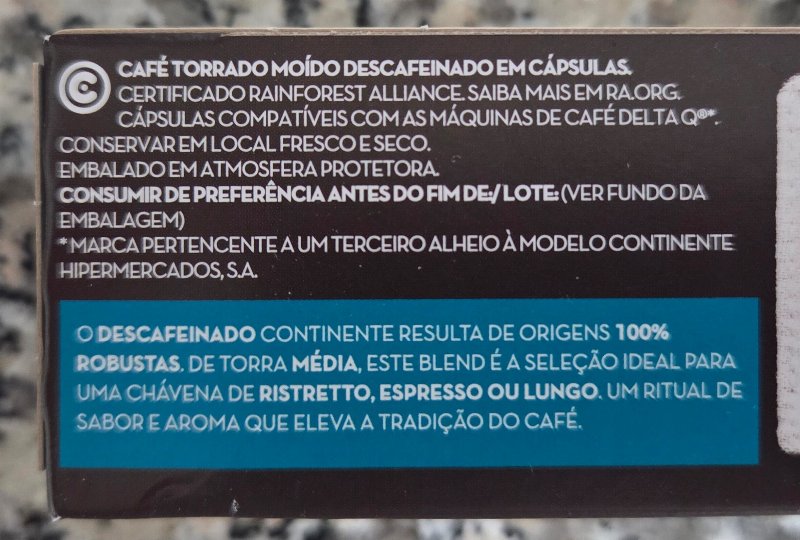 Foto da lista de ingredientes