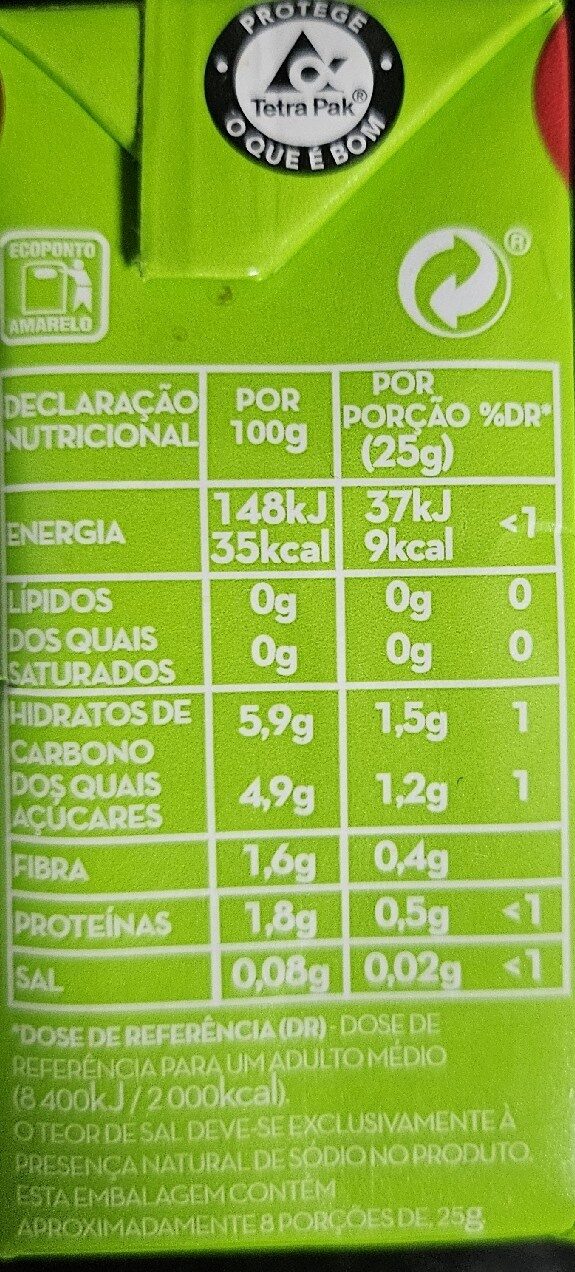 Foto da tabela nutricional