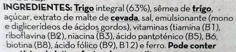 Foto da lista de ingredientes