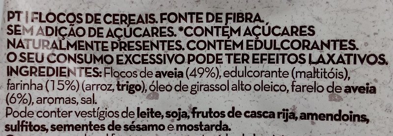 Foto da lista de ingredientes