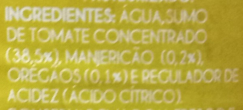 Foto da lista de ingredientes