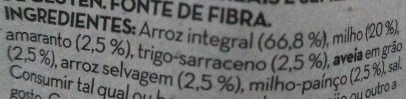Foto da lista de ingredientes