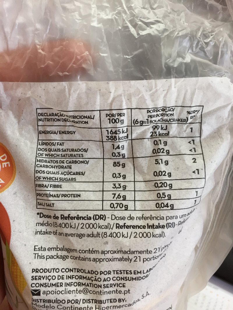 Foto da lista de ingredientes