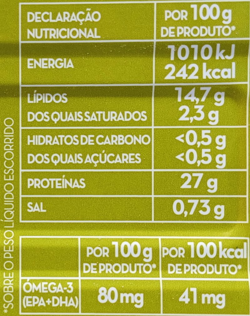 Foto da tabela nutricional