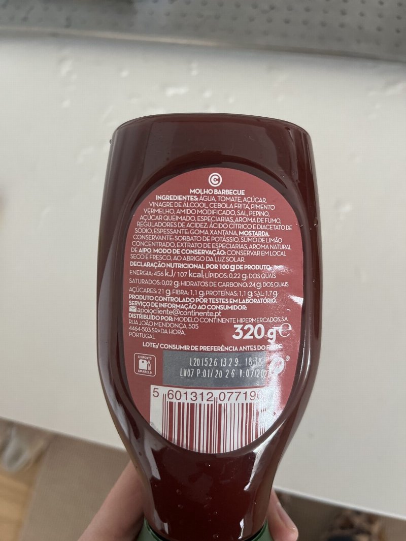 Foto da tabela nutricional