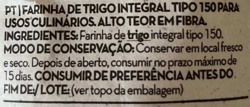 Foto da lista de ingredientes