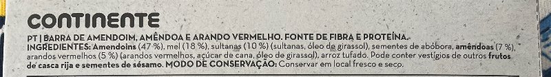 Foto da lista de ingredientes