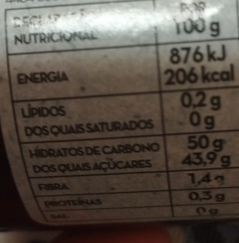 Foto da tabela nutricional