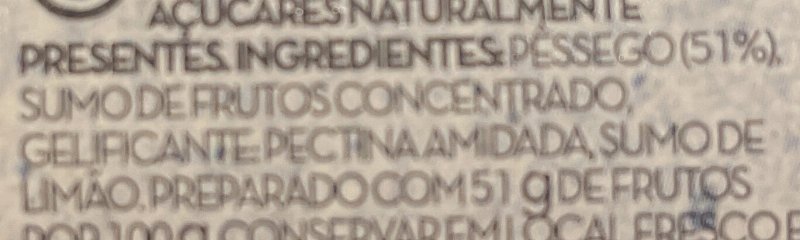 Foto da lista de ingredientes