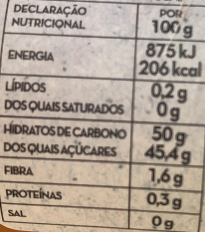Foto da tabela nutricional
