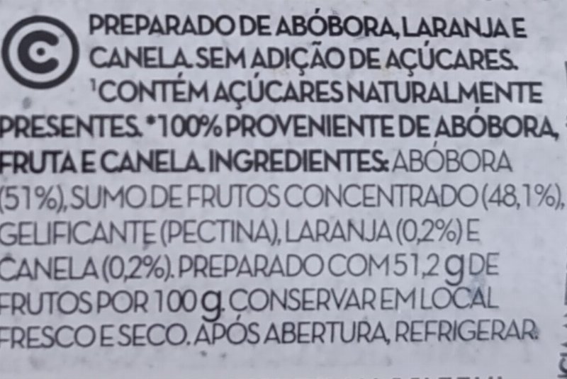 Foto da lista de ingredientes