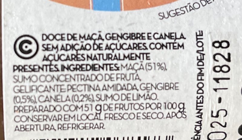 Foto da lista de ingredientes