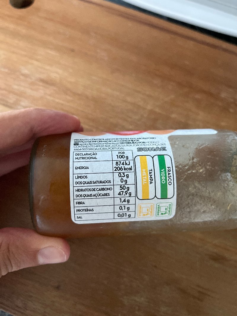 Foto da tabela nutricional