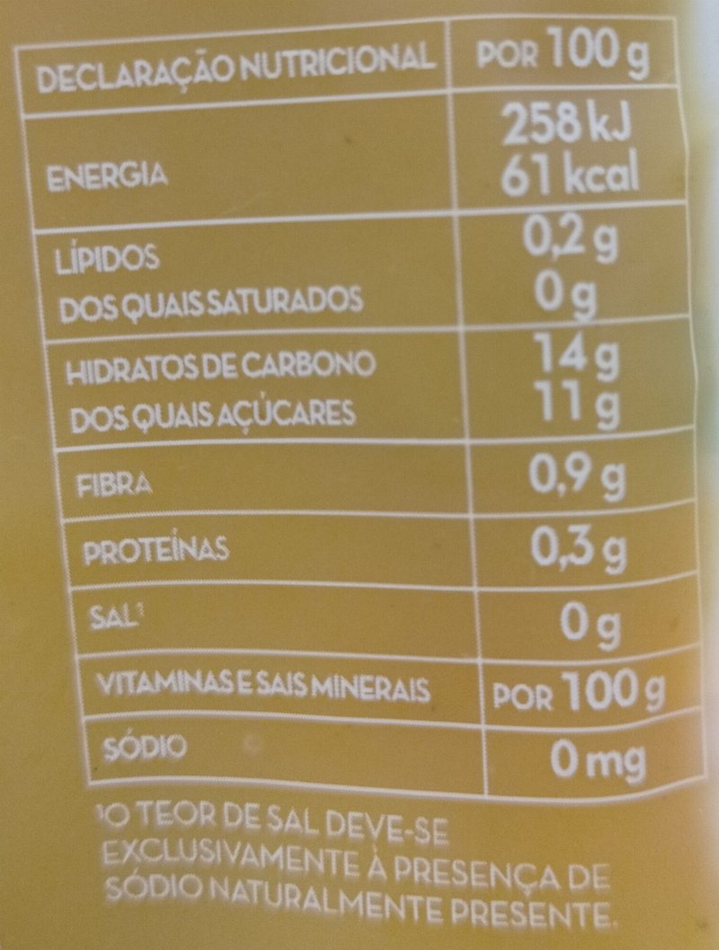 Foto da tabela nutricional